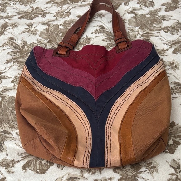 Fossil Handbags - Fossil Women's Shoulder Bag in Brown, Pink, and Blue